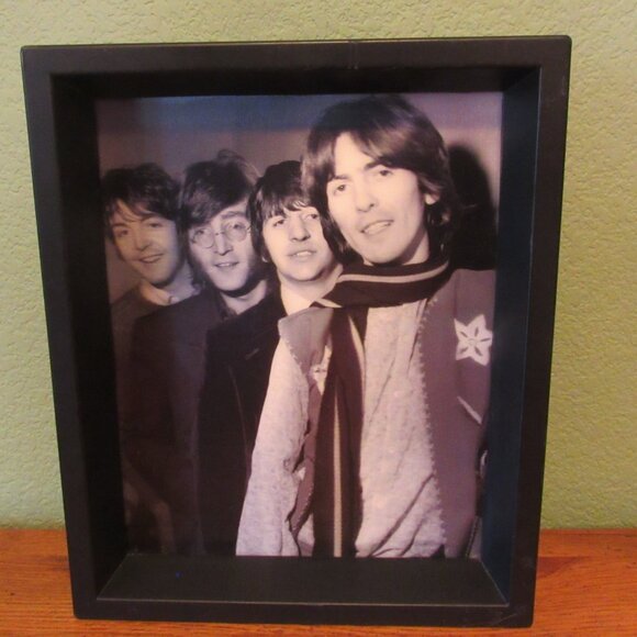 Rare Vintage Lenticular BEATLES Picture 3-D Framed Black & White Photo Print - Picture 3 of 16